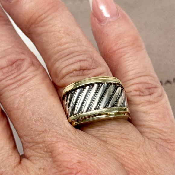 David Yurman Cigar Band Cable Ring .925/14K - Picture 3 of 11